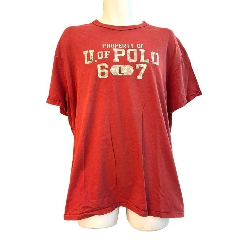 POLO Ralph Lauren Mens XL Salmon T Shirt Property of U of POLO 67 Classic Fit